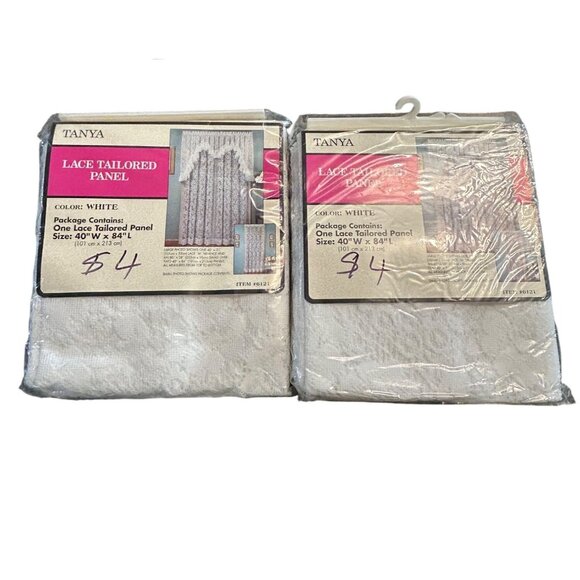 Tanya Lace Tailored Panel White 40" W X 84" L Polyester Window Curtain Set Of 2 - Picture 1 of 3